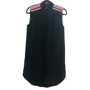 H&M Sleeveless Black Button Front Shirt Dress Women Size 6